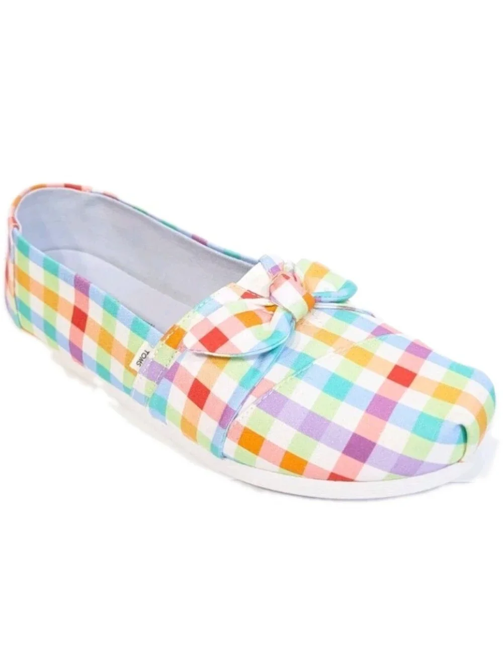Toms Plaid Alpargata sz 8.5 NEW Women Flat Slip on Shoes Summer madras bow